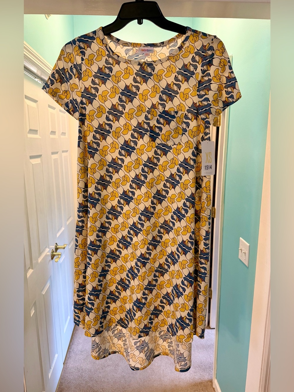 LuLaRoe Carly Disney Donald Duck High Low Swing Dress Women Size XS NWT